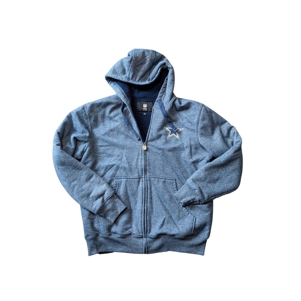 Cowboys NFL Pro Line Men’s Blue Sherpa Fleece Full Zip Hoodie Sweatshirt Size M